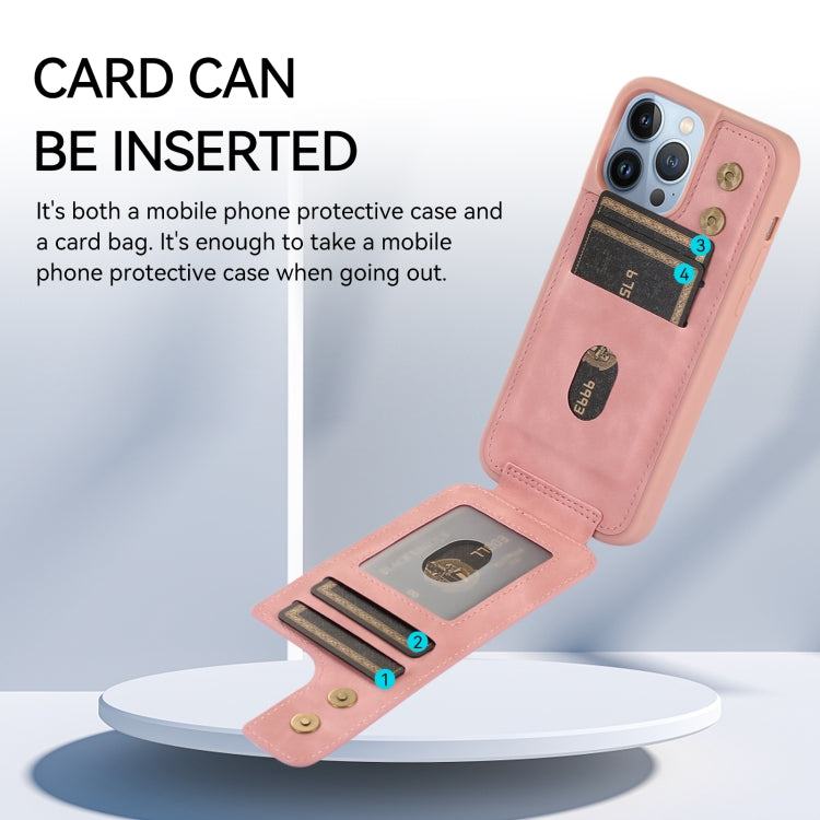 For iPhone 13 Pro Armor Ring Wallet Back Cover Phone Case(Pink) by buy2fix