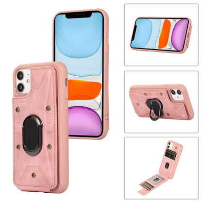 For iPhone 11 Armor Ring Wallet Back Cover Phone Case(Pink) by buy2fix