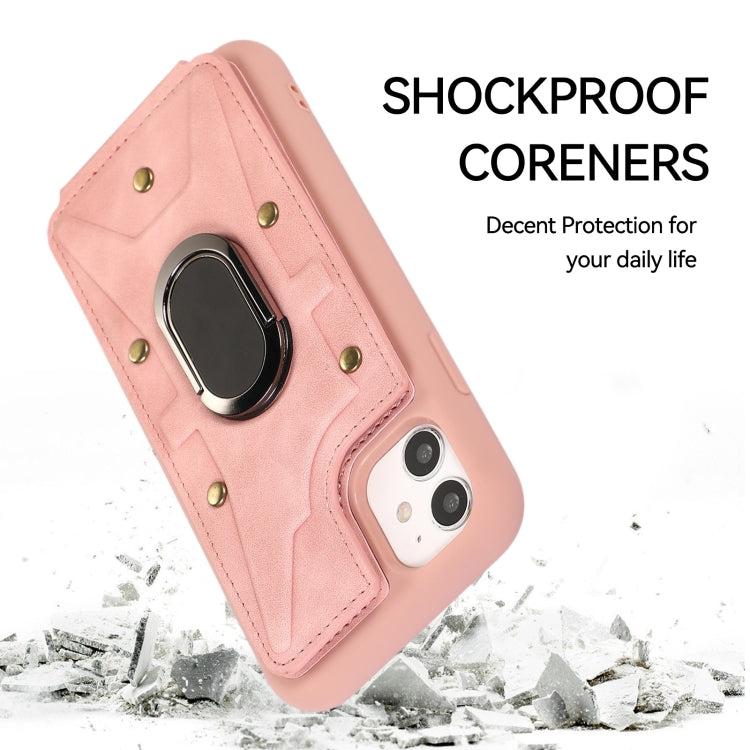 For iPhone 11 Armor Ring Wallet Back Cover Phone Case(Pink) by buy2fix