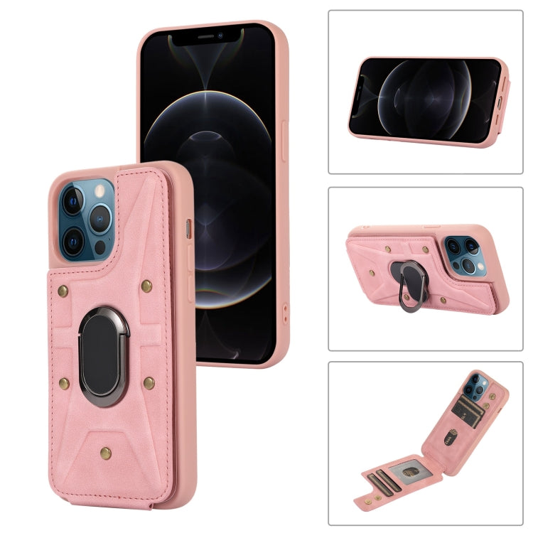 For iPhone 11 Pro Armor Ring Wallet Back Cover Phone Case(Pink) by buy2fix