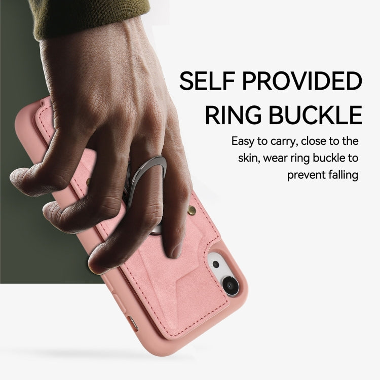 For iPhone XR Armor Ring Wallet Back Cover Phone Case(Pink) by buy2fix