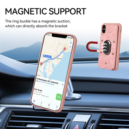 For iPhone XS Max Armor Ring Wallet Back Cover Phone Case(Pink) by buy2fix