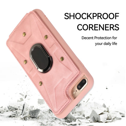 For iPhone SE 2022 / 2020 / 8 / 7 Armor Ring Wallet Back Cover Phone Case(Pink) by buy2fix