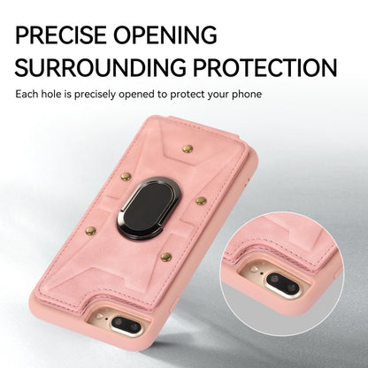 For iPhone 8 Plus / 7 Plus Armor Ring Wallet Back Cover Phone Case(Pink) by buy2fix