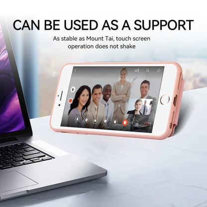 For iPhone 8 Plus / 7 Plus Armor Ring Wallet Back Cover Phone Case(Pink) by buy2fix