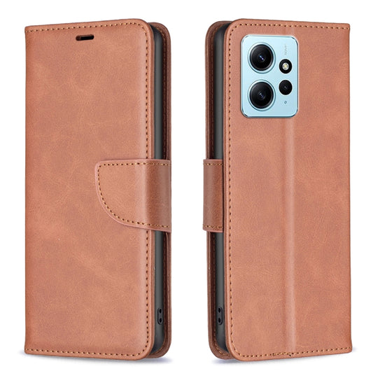 For Xiaomi Redmi Note 12 4G Global Lambskin Texture Leather Phone Case(Brown)