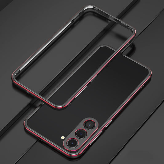 For Samsung Galaxy S23 5G Aurora Series Lens Protector + Metal Frame Phone Case(Black Red) - Galaxy S23 5G Cases by buy2fix | Online Shopping UK | buy2fix