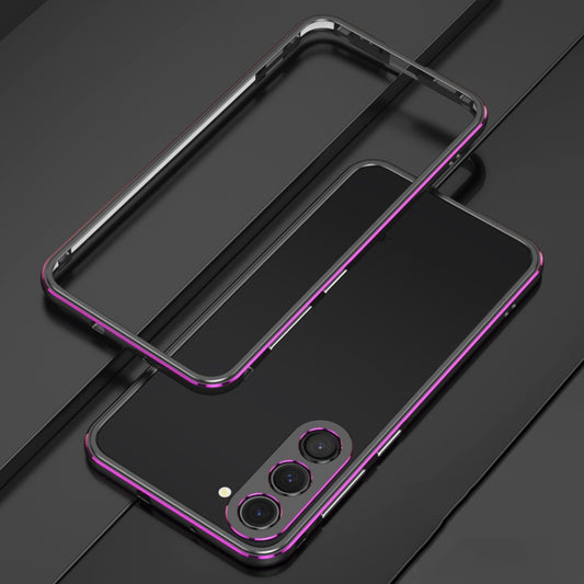For Samsung Galaxy S23 5G Aurora Series Lens Protector + Metal Frame Phone Case(Black Purple) - Galaxy S23 5G Cases by buy2fix | Online Shopping UK | buy2fix