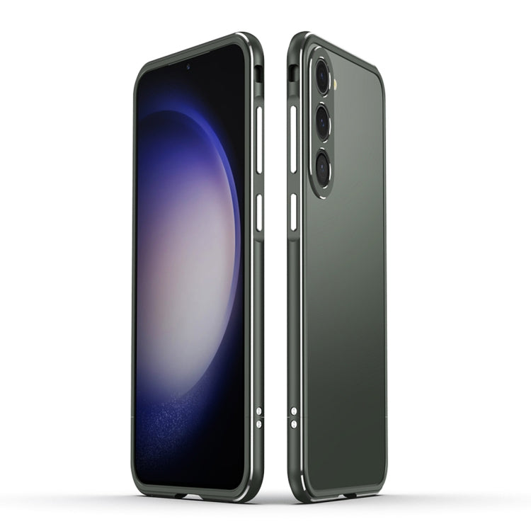 For Samsung Galaxy S23 5G Aurora Series Lens Protector + Metal Frame Phone Case(Green Silver) - Galaxy S23 5G Cases by buy2fix | Online Shopping UK | buy2fix