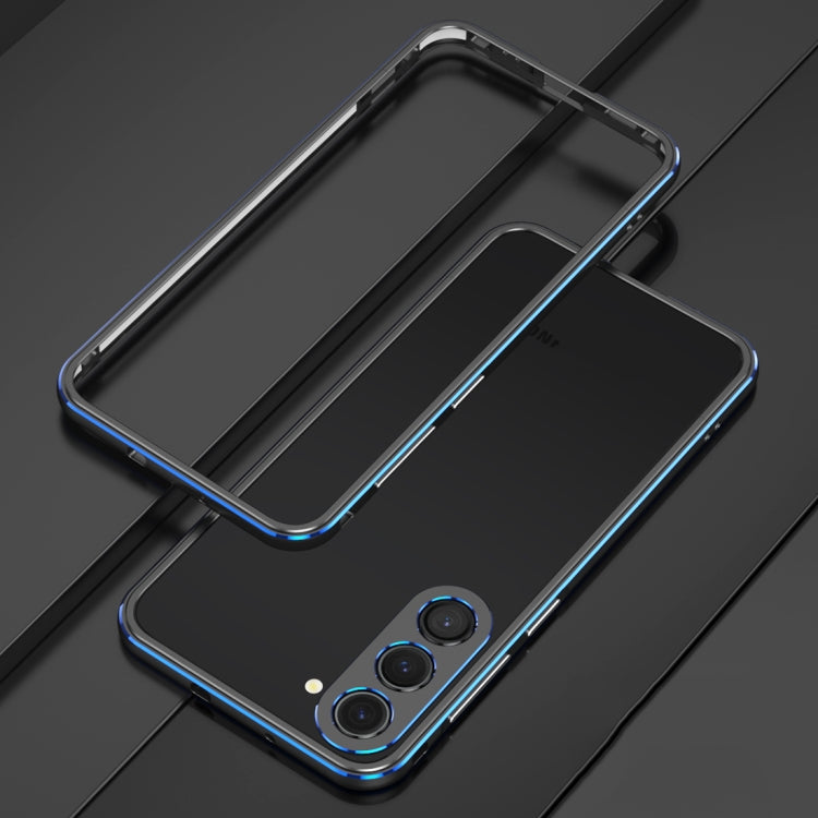 For Samsung Galaxy S23 5G Aurora Series Lens Protector + Metal Frame Phone Case(Black Blue) - Galaxy S23 5G Cases by buy2fix | Online Shopping UK | buy2fix