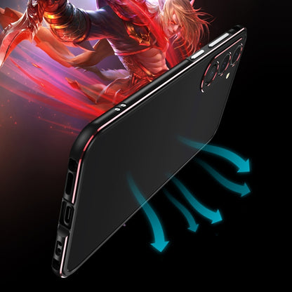 For Samsung Galaxy S23 5G Aurora Series Lens Protector + Metal Frame Phone Case(Black Red) - Galaxy S23 5G Cases by buy2fix | Online Shopping UK | buy2fix
