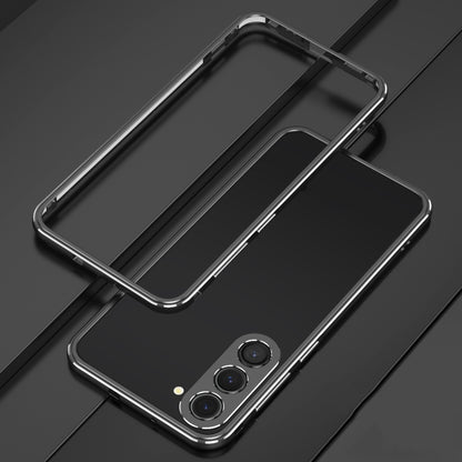 For Samsung Galaxy S23+ 5G Aurora Series Lens Protector + Metal Frame Phone Case(Black Silver) - Galaxy S23+ 5G Cases by buy2fix | Online Shopping UK | buy2fix