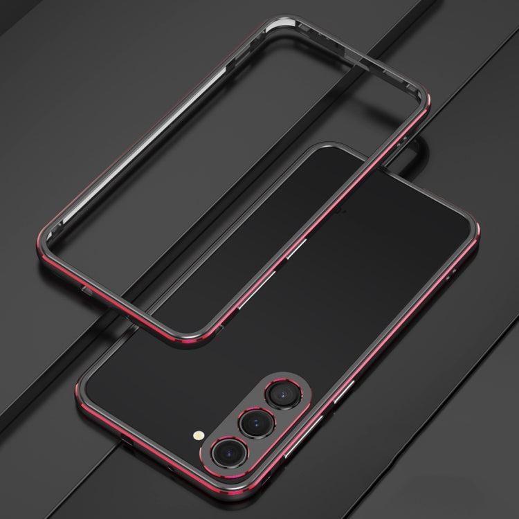 For Samsung Galaxy S23+ 5G Aurora Series Lens Protector + Metal Frame Phone Case(Black Red) - Galaxy S23+ 5G Cases by buy2fix | Online Shopping UK | buy2fix