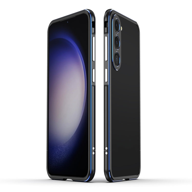For Samsung Galaxy S23+ 5G Aurora Series Lens Protector + Metal Frame Phone Case(Black Blue) - Galaxy S23+ 5G Cases by buy2fix | Online Shopping UK | buy2fix