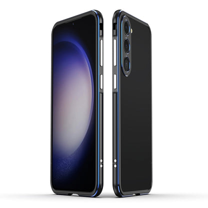 For Samsung Galaxy S23+ 5G Aurora Series Lens Protector + Metal Frame Phone Case(Black Blue) - Galaxy S23+ 5G Cases by buy2fix | Online Shopping UK | buy2fix