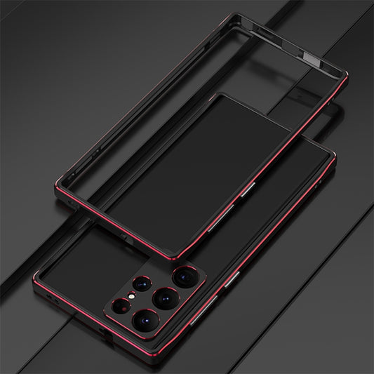 For Samsung Galaxy S23 Ultra 5G Aurora Series Lens Protector + Metal Frame Phone Case(Black Red) - Galaxy S23 Ultra 5G Cases by buy2fix | Online Shopping UK | buy2fix