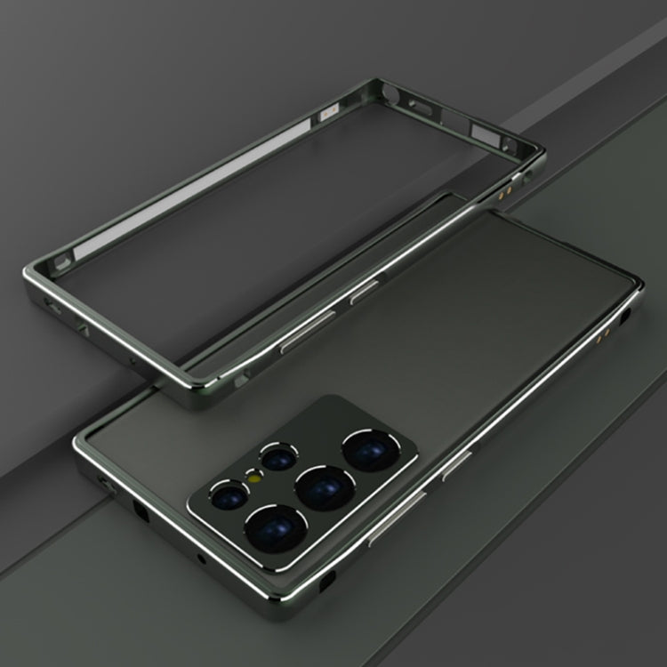 For Samsung Galaxy S23 Ultra 5G Aurora Series Lens Protector + Metal Frame Phone Case(Green Silver) - Galaxy S23 Ultra 5G Cases by buy2fix | Online Shopping UK | buy2fix