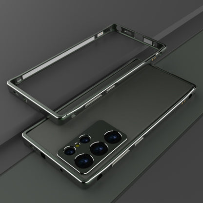 For Samsung Galaxy S23 Ultra 5G Aurora Series Lens Protector + Metal Frame Phone Case(Green Silver) - Galaxy S23 Ultra 5G Cases by buy2fix | Online Shopping UK | buy2fix