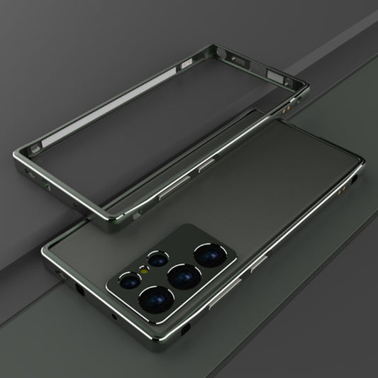 For Samsung Galaxy S23 Ultra 5G Aurora Series Lens Protector + Metal Frame Phone Case(Green Silver) - Galaxy S23 Ultra 5G Cases by buy2fix | Online Shopping UK | buy2fix