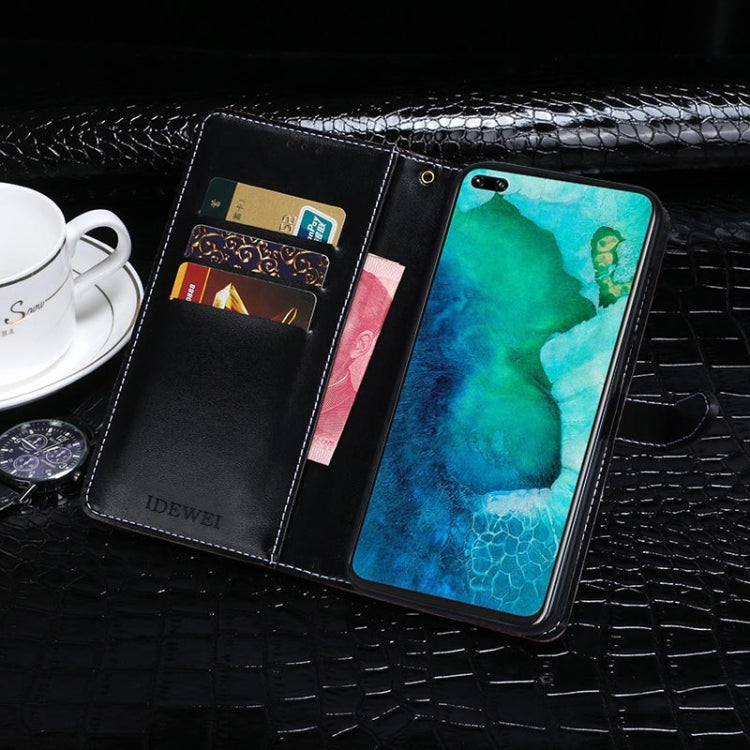For Huawei Honor V30 idewei Crocodile Texture Horizontal Flip Leather Case with Holder & Card Slots & Wallet(Dark Blue) - Honor Cases by idewei | Online Shopping UK | buy2fix