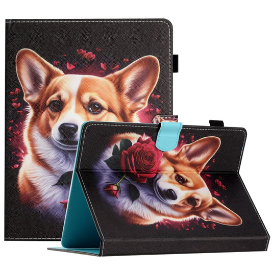 For 8 inch Coloured Drawing Stitching Leather Tablet Case(Corgi) - 8 inch by buy2fix | Online Shopping UK | buy2fix