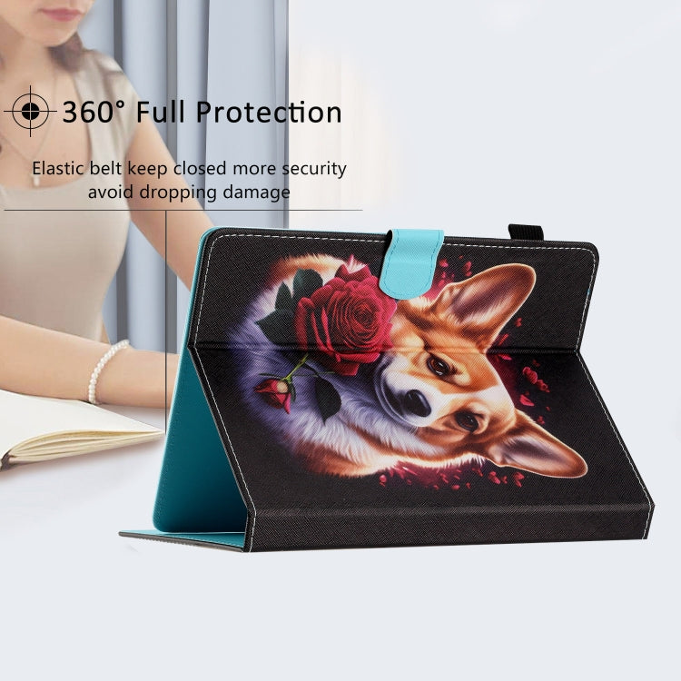 For 10 inch Coloured Drawing Stitching Leather Tablet Case(Corgi) - 10 - 11 inch by buy2fix | Online Shopping UK | buy2fix