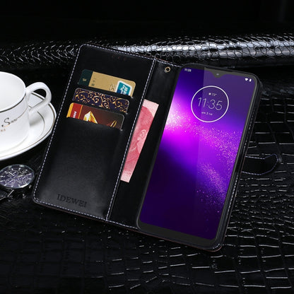 For Motorola One Macro idewei Crocodile Texture Horizontal Flip Leather Case with Holder & Card Slots & Wallet(Black) - Motorola Cases by idewei | Online Shopping UK | buy2fix