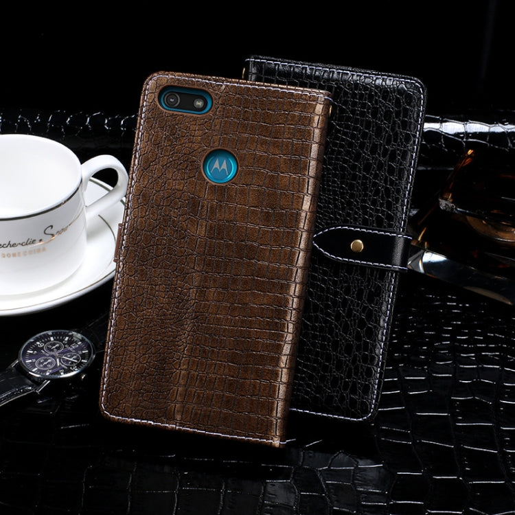 For Motorola Moto E6 Play idewei Crocodile Texture Horizontal Flip Leather Case with Holder & Card Slots & Wallet(Black) - Motorola Cases by idewei | Online Shopping UK | buy2fix