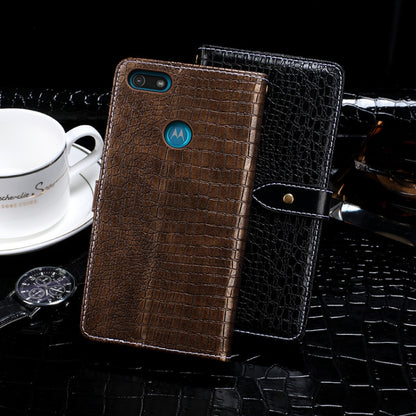 For Motorola Moto E6 Play idewei Crocodile Texture Horizontal Flip Leather Case with Holder & Card Slots & Wallet(Black) - Motorola Cases by idewei | Online Shopping UK | buy2fix