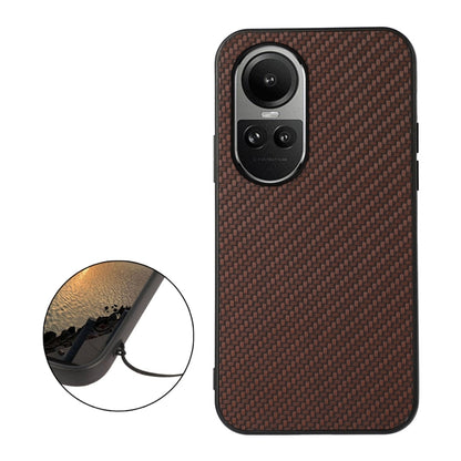 For OPPO Reno10 Global / 10 Pro Global Carbon Fiber Texture Shockproof Phone Case(Brown) - OPPO Cases by buy2fix | Online Shopping UK | buy2fix