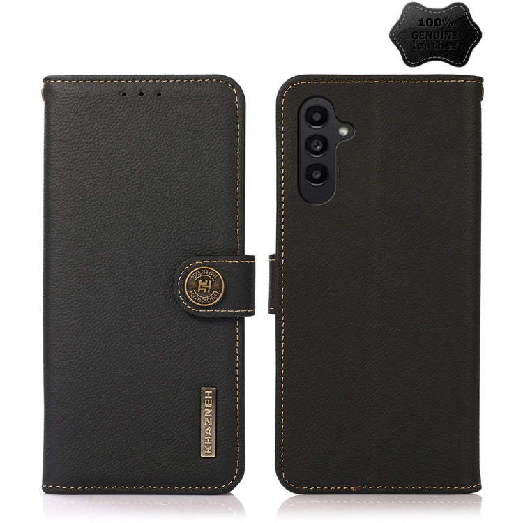 For Samsung Galaxy M14 5G KHAZNEH Custer Genuine Leather RFID Phone Case(Black) - Galaxy Phone Cases by buy2fix | Online Shopping UK | buy2fix