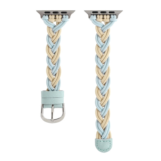 Single Elastic Nylon Braid Watch Band For Apple Watch Ultra 49mm&Watch Ultra 2 49mm / Series 9&8&7 45mm / SE 3&SE 2&6&SE&5&4 44mm / 3&2&1 42mm(Apricot Green) by buy2fix