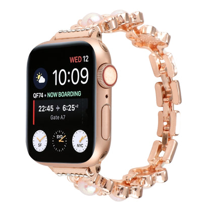 Flower Bracelet Metal Watch Band For Apple Watch Ultra 49mm&Watch Ultra 2 49mm / Series 9&8&7 45mm / SE 3&SE 2&6&SE&5&4 44mm / 3&2&1 42mm(Rose Gold) by buy2fix