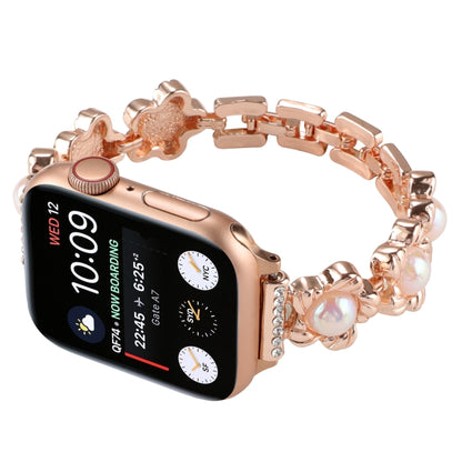 Flower Bracelet Metal Watch Band For Apple Watch Ultra 49mm&Watch Ultra 2 49mm / Series 9&8&7 45mm / SE 3&SE 2&6&SE&5&4 44mm / 3&2&1 42mm(Rose Gold) by buy2fix
