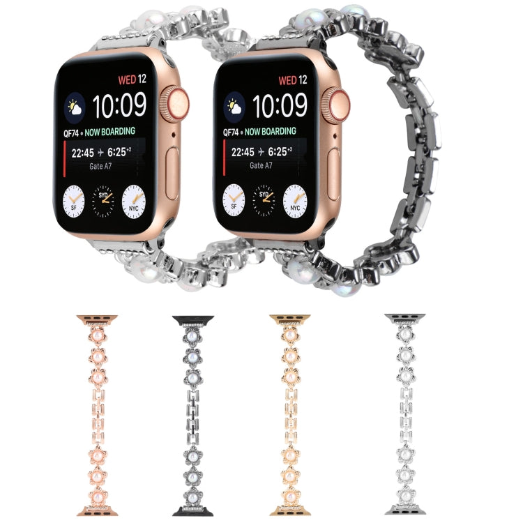 Flower Bracelet Metal Watch Band For Apple Watch Ultra 49mm&Watch Ultra 2 49mm / Series 9&8&7 45mm / SE 3&SE 2&6&SE&5&4 44mm / 3&2&1 42mm(Rose Gold) by buy2fix