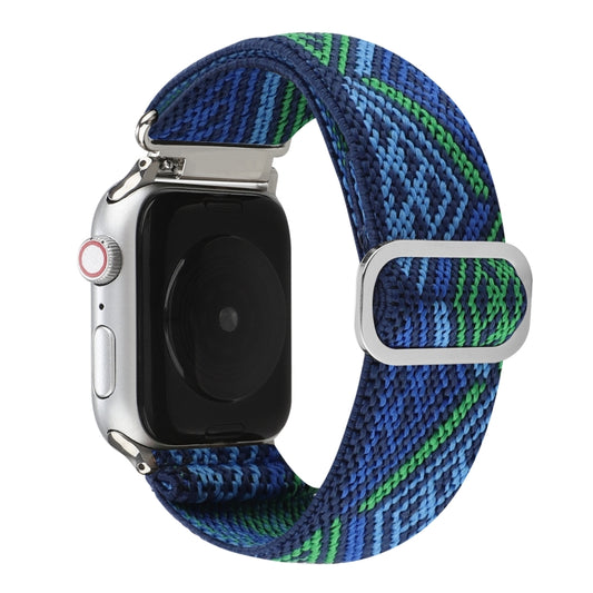 For Apple Watch Ultra 49mm&Watch Ultra 2 49mm / Series 9&8&7 45mm / SE 3&SE 2&6&SE&5&4 44mm / 3&2&1 42mm Buckle Elastic Nylon Watch Band(Dark Blue) by buy2fix