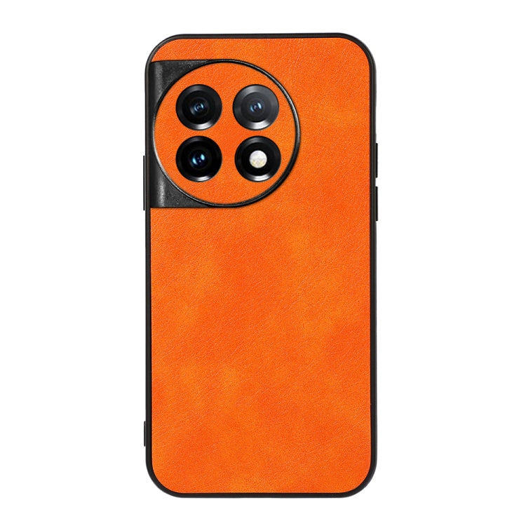 For OnePlus 11 5G Accurate Hole Two-color Litchi Texture PU Phone Case(Orange) by buy2fix