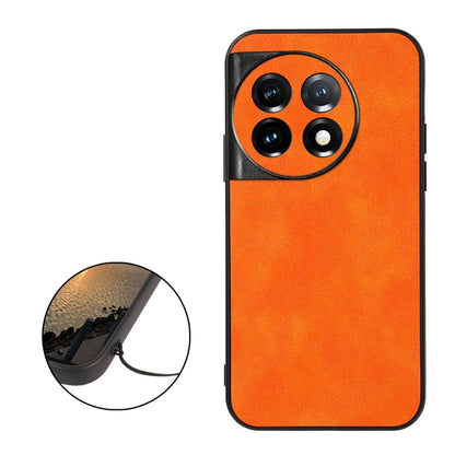 For OnePlus 11 5G Accurate Hole Two-color Litchi Texture PU Phone Case(Orange) by buy2fix