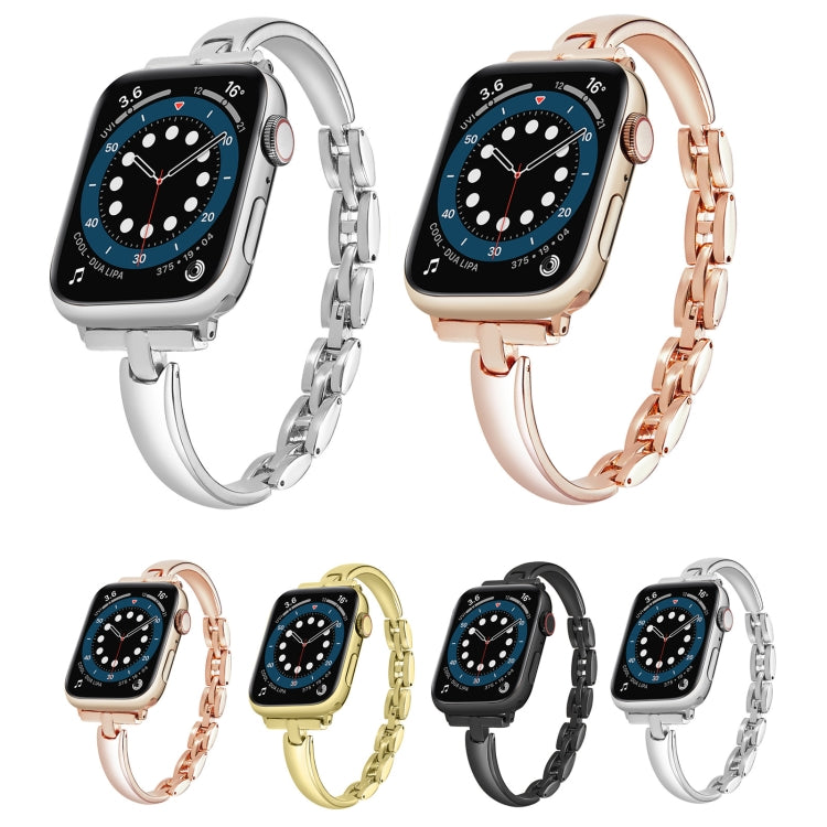 Bracelet Chain Metal Watch Band For Apple Watch Series 9&8&7 41mm / SE 3&SE 2&6&SE&5&4 40mm / 3&2&1 38mm(Black) by buy2fix
