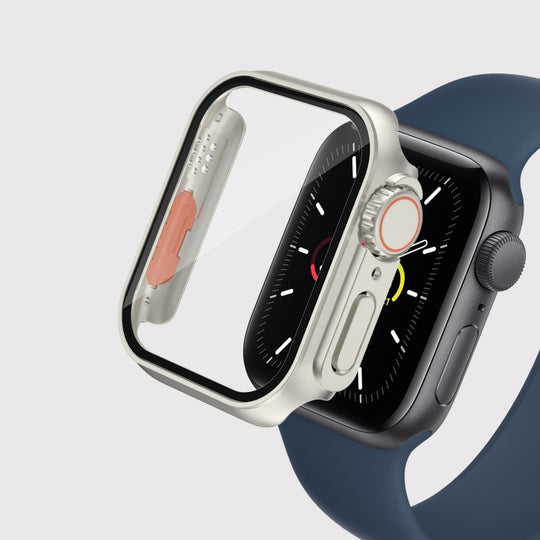 For Apple Watch Series SE 2025 / SE 2 / 6 / SE / 5 / 4 40mm Film PC Watch Case with Detachable Button(Silver)