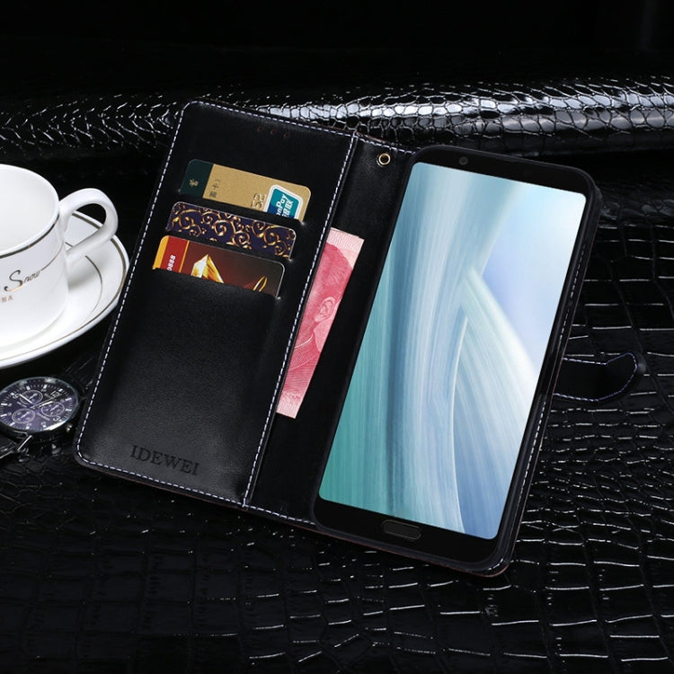 For Sharp Aquos Sense3 Plus idewei Crocodile Texture Horizontal Flip Leather Case with Holder & Card Slots & Wallet(Dark Blue) - More Brand by idewei | Online Shopping UK | buy2fix