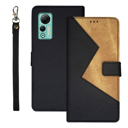 For Ulefone Note 14 idewei Two-color Splicing Leather Phone Case(Black) by idewei