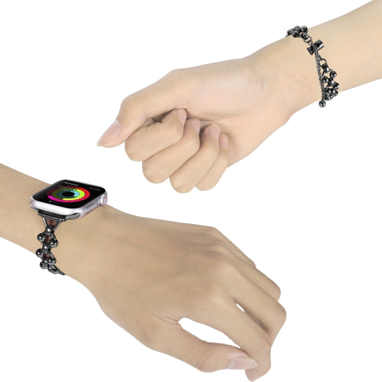 Steel Ball Chain Watch Band For Apple Watch Ultra 49mm&Watch Ultra 2 49mm / Series 9&8&7 45mm / SE 3&SE 2&6&SE&5&4 44mm / 3&2&1 42mm (Black) by buy2fix