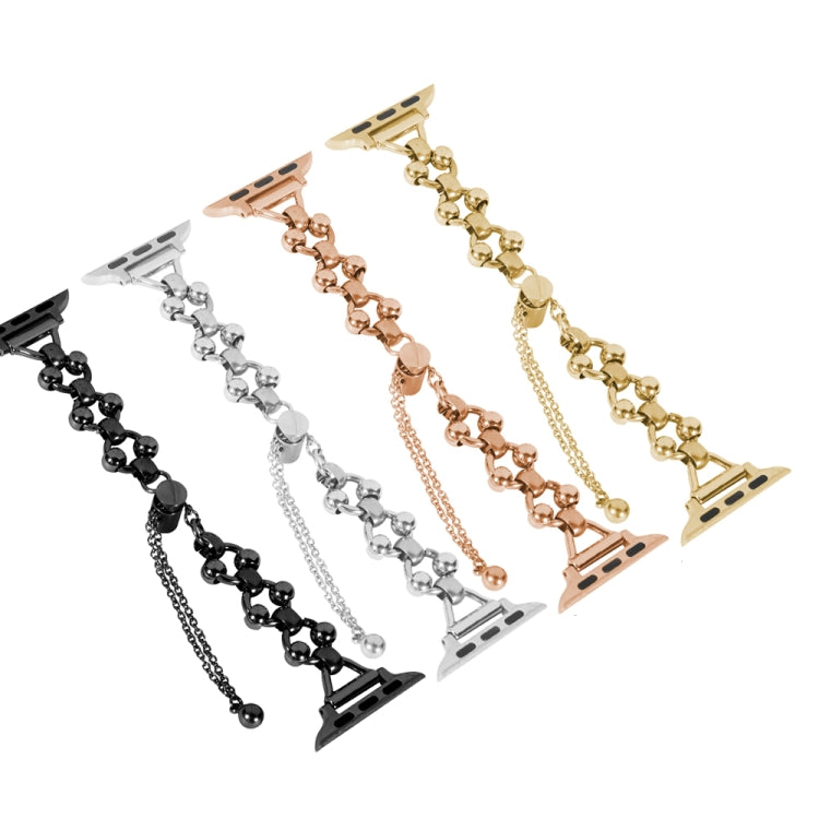 Steel Ball Chain Watch Band For Apple Watch Ultra 49mm&Watch Ultra 2 49mm / Series 9&8&7 45mm / SE 3&SE 2&6&SE&5&4 44mm / 3&2&1 42mm (Black) by buy2fix