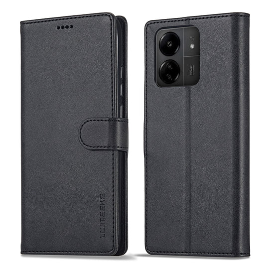 For Xiaomi Redmi 13C 4G/5G/Poco C65 LC.IMEEKE Calf Texture Leather Phone Case(Black)