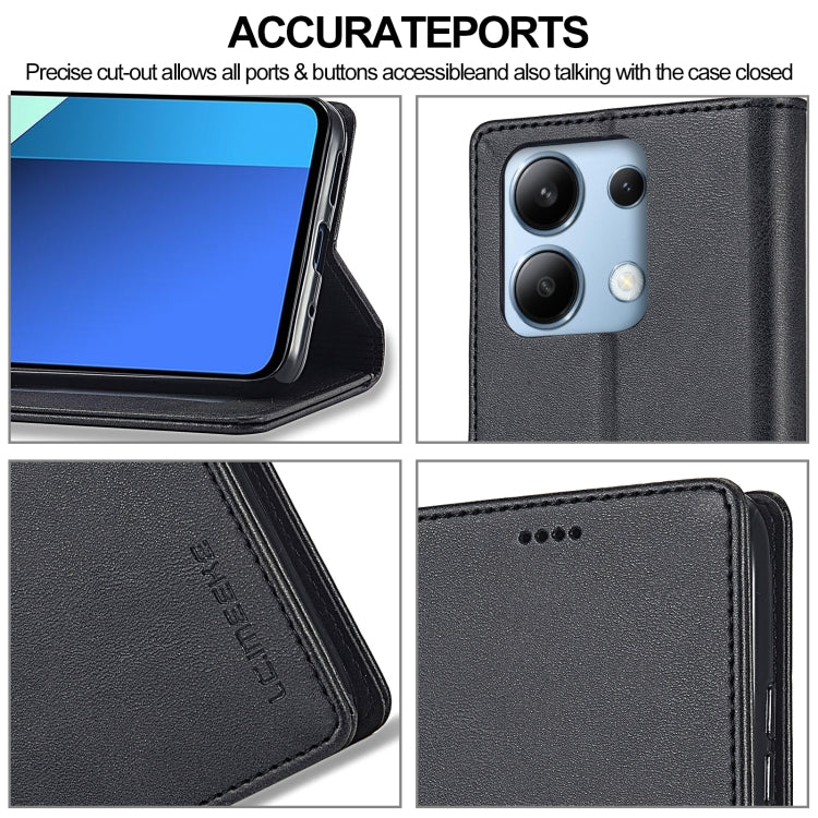 For Xiaomi Redmi Note 13 Pro 4G LC.IMEEKE Calf Texture Leather Phone Case(Black) - Note 13 Pro Cases by LC.IMEEKE | Online Shopping UK | buy2fix