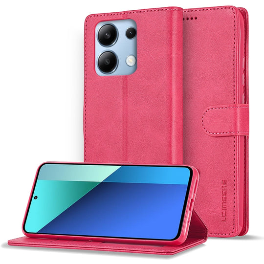 For Xiaomi Redmi Note 13 4G LC.IMEEKE Calf Texture Leather Phone Case(Red)