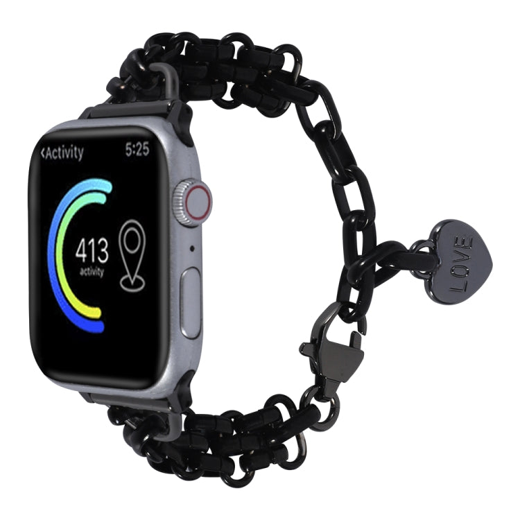 Stainless Steel Three Row Chain Watch Band For Apple Watch Ultra 49mm&Watch Ultra 2 49mm / Series 9&8&7 45mm / SE 3&SE 2&6&SE&5&4 44mm / 3&2&1 42mm (Black) by buy2fix