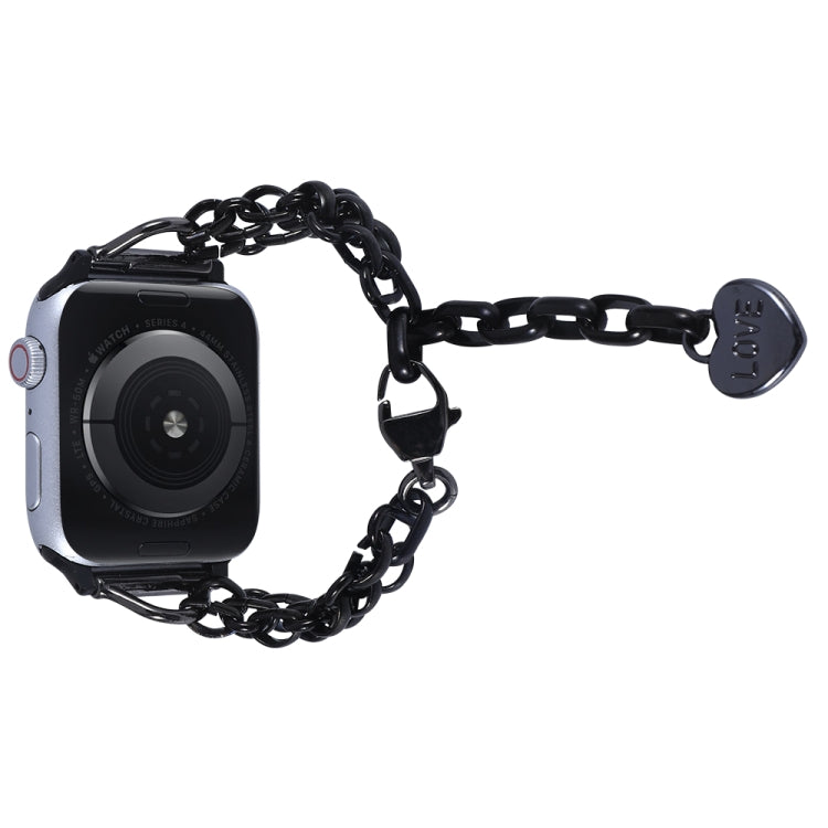 Stainless Steel Three Row Chain Watch Band For Apple Watch Ultra 49mm&Watch Ultra 2 49mm / Series 9&8&7 45mm / SE 3&SE 2&6&SE&5&4 44mm / 3&2&1 42mm (Black) by buy2fix