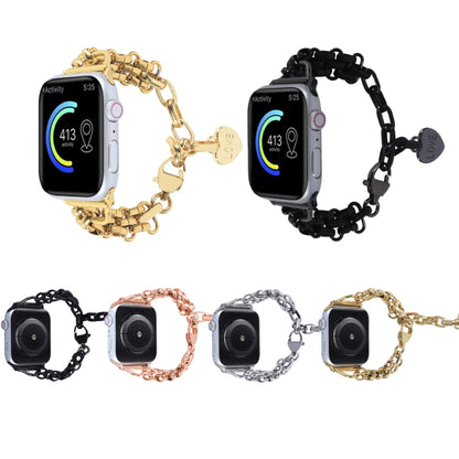 Stainless Steel Three Row Chain Watch Band For Apple Watch Ultra 49mm&Watch Ultra 2 49mm / Series 9&8&7 45mm / SE 3&SE 2&6&SE&5&4 44mm / 3&2&1 42mm (Black) by buy2fix